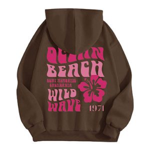 Wild Wave 1977 Essentials Graphic Hoodie Brown