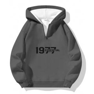 1977 Essentials Oversize Halt Zipper Sport Casual Hooded jacket for a comfortable, stylish fit with sporty details and functional zipper design