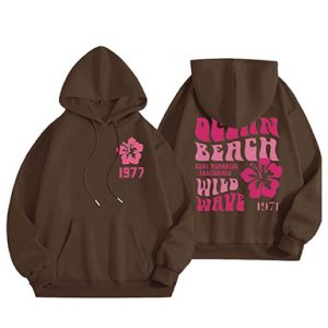 Shop the Wild Wave 1977 Essentials Graphic Hoodie Brown Shop the Wild Wave 1977 Essentials Graphic Hoodie blue for ultimate comfort and retro style.