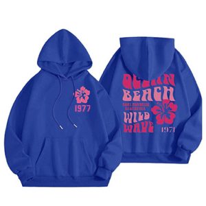 Shop the Wild Wave 1977 Essentials Graphic Hoodie blue for ultimate comfort and retro style. Perfect for everyday wear and casual outfits.
