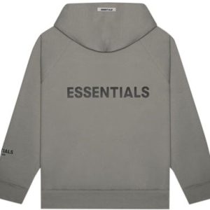 Essentials Full Zip Up Hoodie Applique Logo Gray Flannel