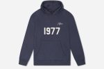 The 1977 NICCE Men Multi Graphic Script Hoodie in Navy offers a stylish comfortable fit with bold graphic details perfect for casual wear and street style.