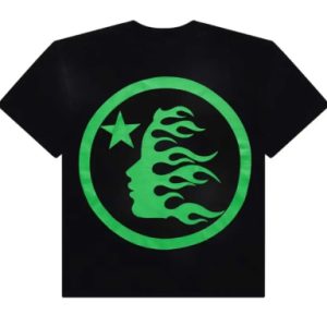 1977 Hellstar Classic t-shirt in black and green with regular print. A timeless retro design for those who love vintage style and bold fashion.