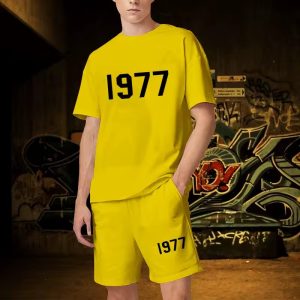 "The 1977 Essentials Short Set in Yellow. Vibrant, stylish, and comfortable – perfect for casual wear and a fresh, bold look."