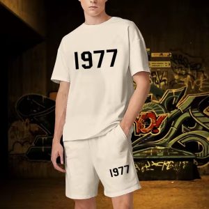 Shop the 1977 Essentials Short Set in White. Sleek, comfortable, and versatile – perfect for casual wear and effortless everyday style