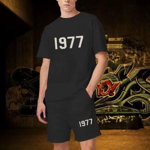 Explore the 1977 Essentials Short Set in Black. Trendy, comfortable, and perfect for casual wear. Elevate your style effortlessly with this versatile set.