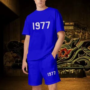 Shop the 1977 Essentials Short Set in Blue. Comfortable, stylish, and perfect for casual outings. A versatile addition to your wardrobe for everyday wear.