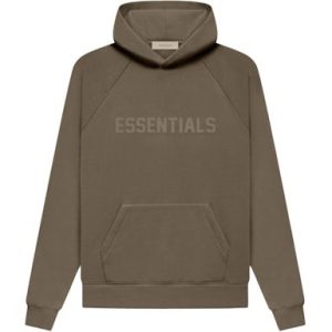 The Essentials Hoodie Wood combines soft cotton blend fabric, a relaxed fit, and an adjustable hood for everyday comfort.