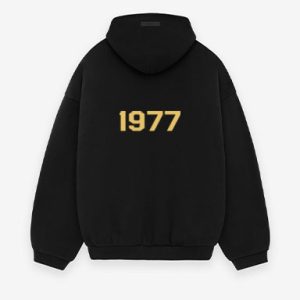Shop the 1977 Essentials Fleece Hoodie Gold logo for ultimate comfort, style, and versatility. Perfect for everyday casual wear and relaxation.